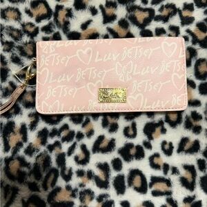 Betsey Johnson Pink Heart Script Wallet